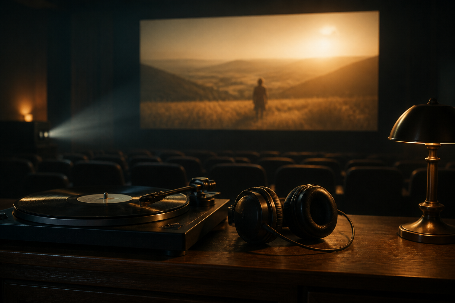 A cinema screen and a vinyl record — music made for picture